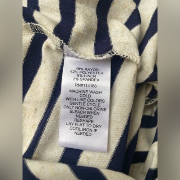 NWT 89th & Madison Navy/Cream Women's Striped Elastic Waist Midi Skirt Size XL - Picture 5 of 9